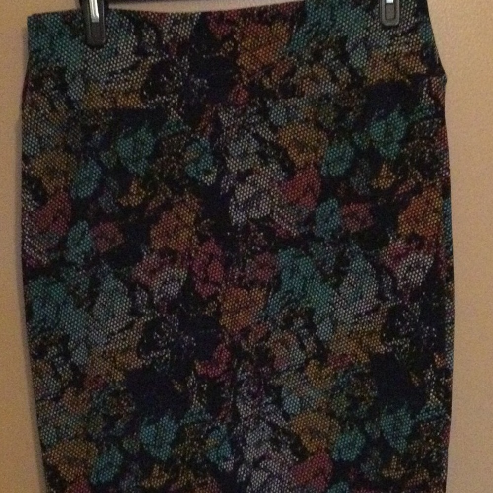 Like new Lularoe Cassie Skirt, XL. Digital floral pattern with blue, yellow